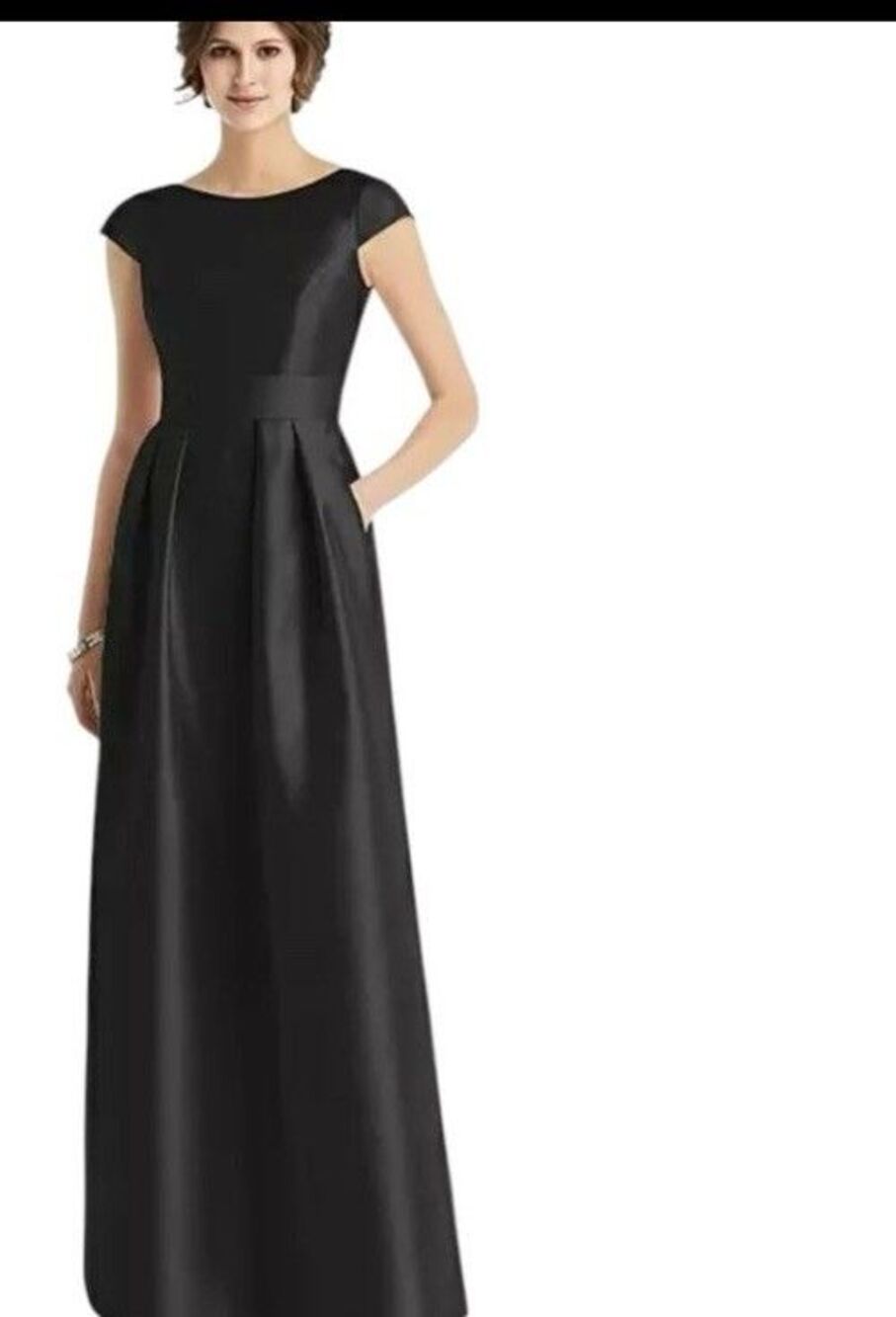 NWT Alfred Sung Cap Sleeve Pleated Dress Gown with Pockets Size 8R